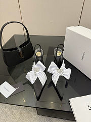 YSL DOVE sandals in satin crepe and rhinestones heels 11cm white - 4
