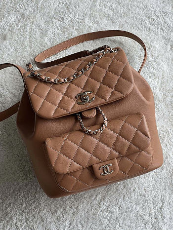 Chanel Backpack Brown Size 24.5x22x18cm