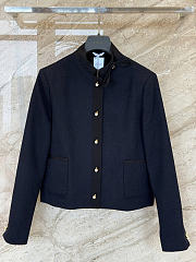 Dior Cropped Jacket Navy Blue Virgin Wool-Cotton-Blend Bouclé - 1