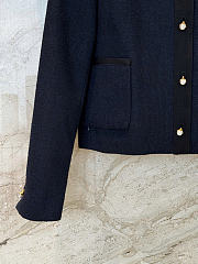 Dior Cropped Jacket Navy Blue Virgin Wool-Cotton-Blend Bouclé - 6