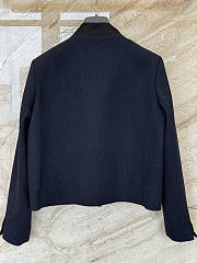 Dior Cropped Jacket Navy Blue Virgin Wool-Cotton-Blend Bouclé - 2