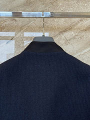 Dior Cropped Jacket Navy Blue Virgin Wool-Cotton-Blend Bouclé - 3