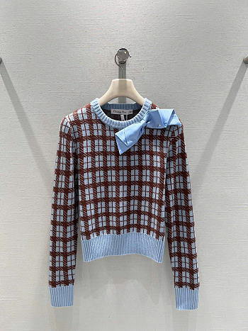 Dior Sweater Blue and Brown Check'n'Dior Wool Knit