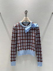 Dior Sweater Blue and Brown Check'n'Dior Wool Knit - 5