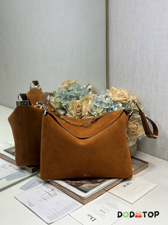 Dior Medium Diorly Bag Golden Saddle Suede Calfskin size 31.5 x 25 x 8 cm  - 1
