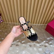 Valentino Garavani 60mm Rockstud Intreccio Metallic Nappa Leather Slide Sandals - 5