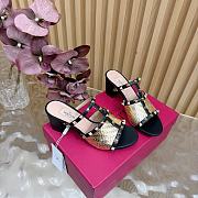 Valentino Garavani 60mm Rockstud Intreccio Metallic Nappa Leather Slide Sandals - 3