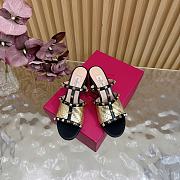 Valentino Garavani 60mm Rockstud Intreccio Metallic Nappa Leather Slide Sandals - 2