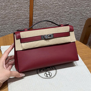 Hermes Kelly Pochette Swift mini bag size 22x12x7cm