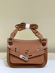 Hermes Jypsiere brown mini bag silver hardware Swift leather size 23x17x5 cm - 4