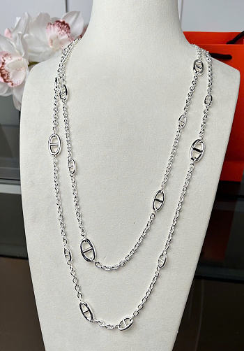 Hermes necklace long silver - 120cm