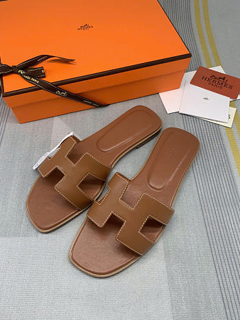 Hermes sandals brown women's