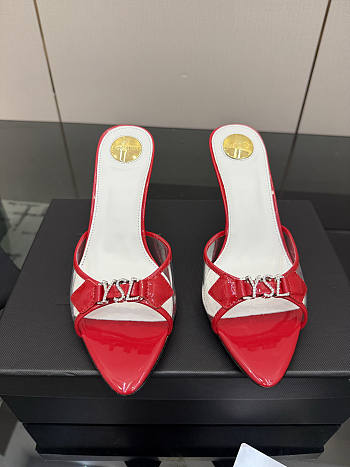 YSL JERRY mules in TPU and rhinestones red