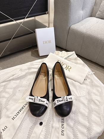 J'Adior Ballet Flat Black Lambskin