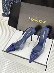Yves Saint Laurent Black Patent Leather and PVC Pointed Toe Slingback Pumps  - 5