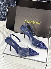 Yves Saint Laurent Black Patent Leather and PVC Pointed Toe Slingback Pumps  - 4