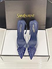 Yves Saint Laurent Black Patent Leather and PVC Pointed Toe Slingback Pumps  - 3