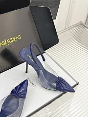 Yves Saint Laurent Black Patent Leather and PVC Pointed Toe Slingback Pumps  - 2