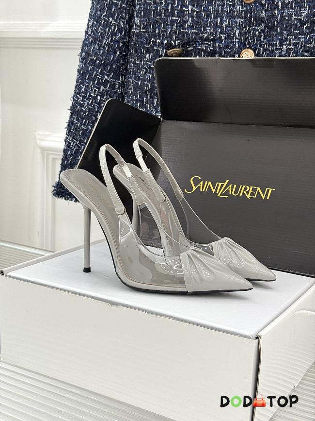 Yves Saint Laurent Black Patent Leather and PVC Pointed Toe Slingback Pumps - 01 - 1