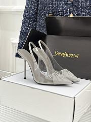 Yves Saint Laurent Black Patent Leather and PVC Pointed Toe Slingback Pumps - 01 - 1