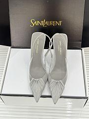 Yves Saint Laurent Black Patent Leather and PVC Pointed Toe Slingback Pumps - 01 - 4
