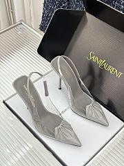 Yves Saint Laurent Black Patent Leather and PVC Pointed Toe Slingback Pumps - 01 - 3