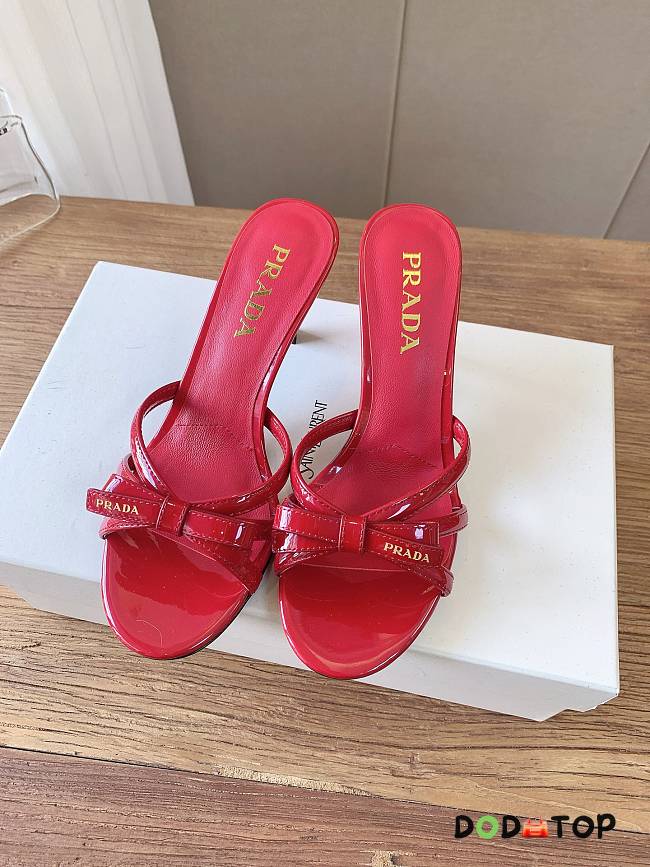 Prada 75mm Vernice Leather Mule Sandals - red - 1