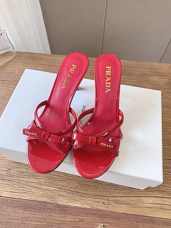 Prada 75mm Vernice Leather Mule Sandals - red