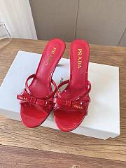 Prada 75mm Vernice Leather Mule Sandals - red - 3