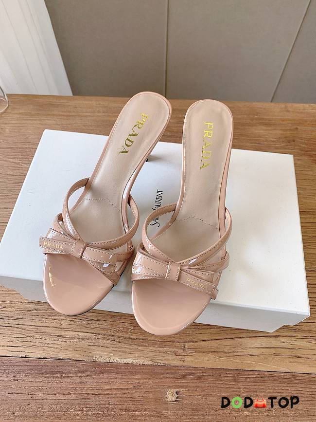 Prada 75mm Vernice Leather Mule Sandals - beige - 1