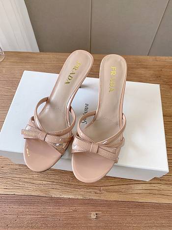 Prada 75mm Vernice Leather Mule Sandals - beige