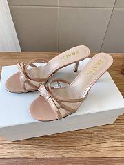 Prada 75mm Vernice Leather Mule Sandals - beige - 5