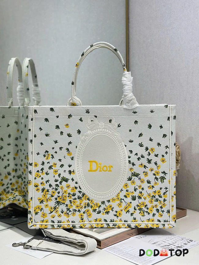 Dior Book Tote yellow Multicolor Daisy bag 36×28 cm  - 1
