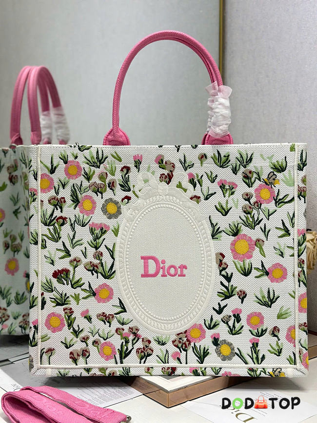 Dior Book Tote pink Multicolor Daisy bag 36×28 cm  - 1