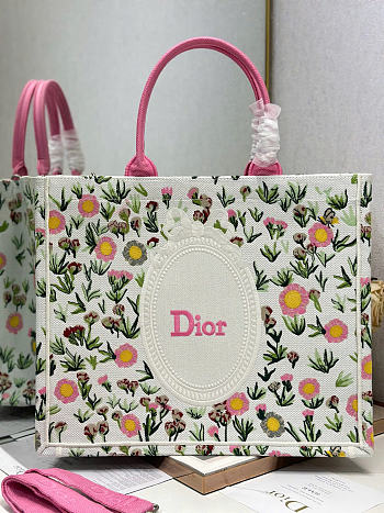 Dior Book Tote pink Multicolor Daisy bag 36×28 cm 