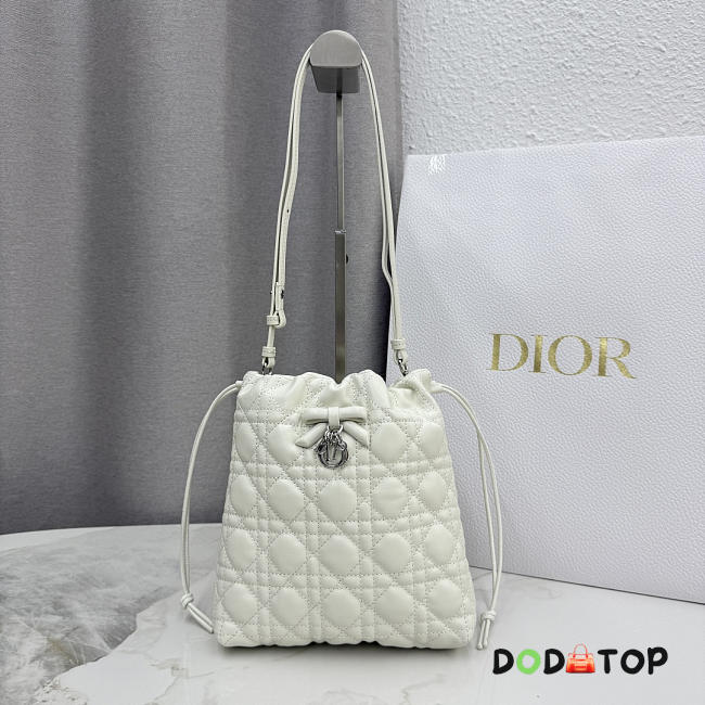 Dior Adiorable Mini Bucket Bag white Lambskin bag size  22x20x5.5cm  - 1