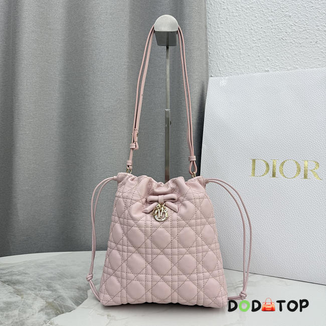 Dior Adiorable Mini Bucket Bag pink Lambskin bag size 22x20x5.5cm - 1