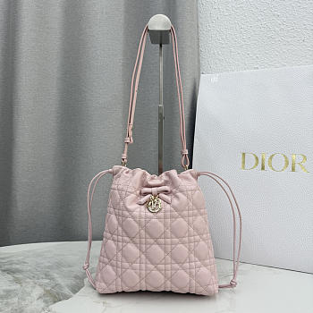 Dior Adiorable Mini Bucket Bag pink Lambskin bag size 22x20x5.5cm