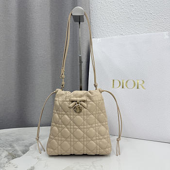 Dior Adiorable Mini Bucket Bag beige Lambskin bag size 22x20x5.5cm
