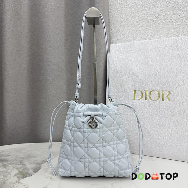 Dior Adiorable Mini Bucket Bag blue Lambskin bag size 22x20x5.5cm - 1