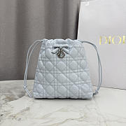 Dior Adiorable Mini Bucket Bag blue Lambskin bag size 22x20x5.5cm - 3