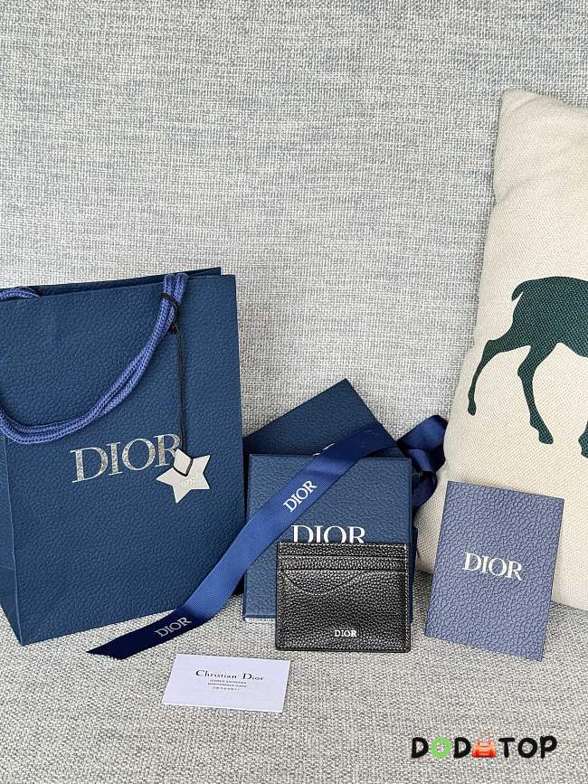 Dior Saddle Card Holder Black Grained Calfskin size 10 x 8 x 0.4cm - 1