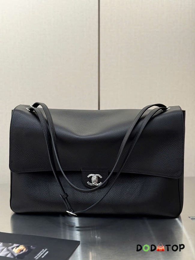 Chanel Large flap bag black size 39x28x11 - silver hardware - 1
