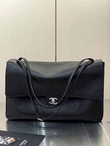 Chanel Large flap bag black size 39x28x11 - silver hardware