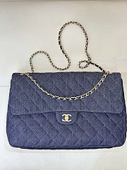 Chanel Maxi Flap Bag Denim gold size 38x27x12cm  - 2