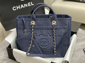 Chanel shopping bag denim bag size 38X32X18CM