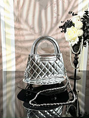 Chanel silver bag size 19x13x7cm - 6