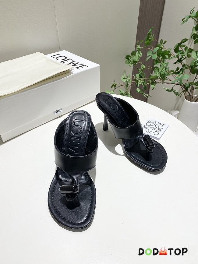 Loewe toggle sandal in shiny smooth calfskin black Heel height 9cm - 1