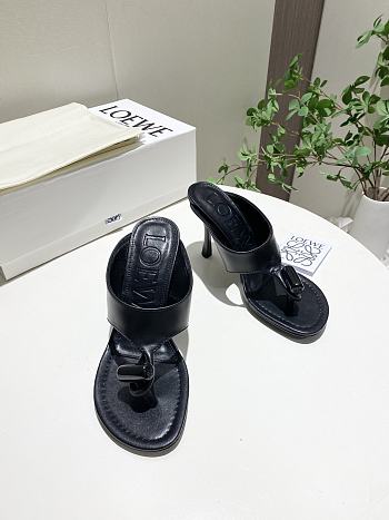 Loewe toggle sandal in shiny smooth calfskin black Heel height 9cm