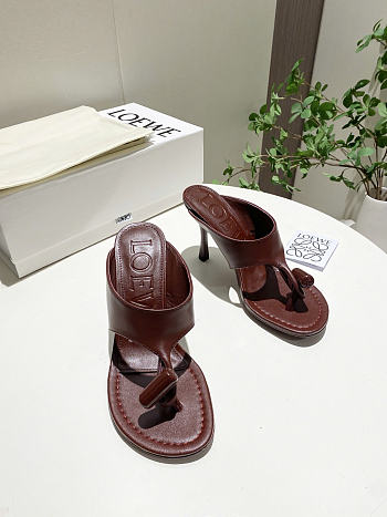 Loewe toggle sandal in shiny smooth calfskin black Heel height 9cm - 01